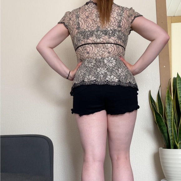 Sheer Floral Lace Wrap Blouse, Size 10-12 - Picture 5 of 8